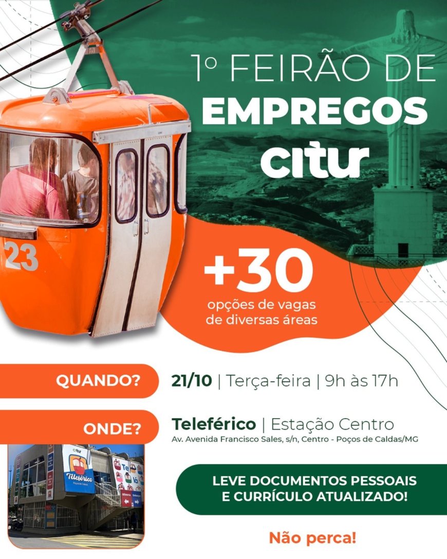 CITUR promove o 1º Feirão de Empregos com vagas no setor turístico de Poços de Caldas