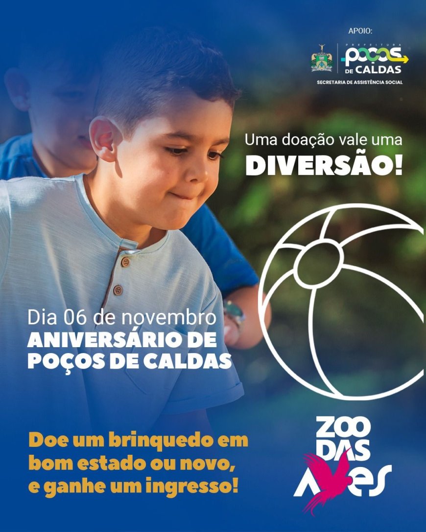 Zoo das Aves celebra os 153 anos de Poços de Caldas com ação solidária para crianças