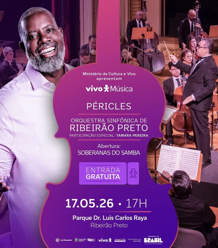 Vivo Música celebra os 170 anos de Ribeirão Preto com show gratuito de Péricles e Orquestra Sinfônica